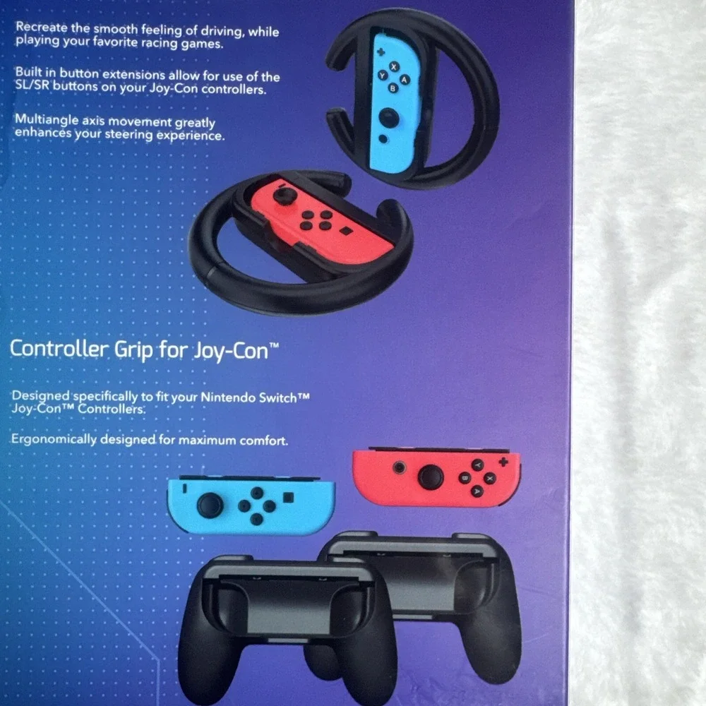 Advanctech Nintendo Switch 2-in-1 Racing Wheels & Controller Grips 4pc Set